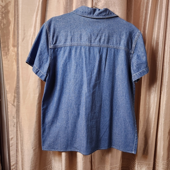 Vintage 90s Kitty Embroidered Denim Shirt M 😻 - Picture 7 of 7